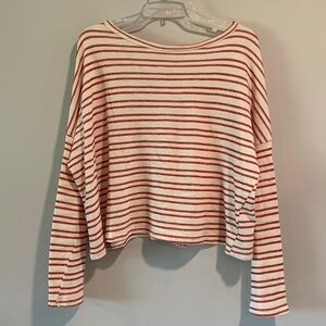🍂Altar’d State - M, long sleeve stripe cropped blouse
